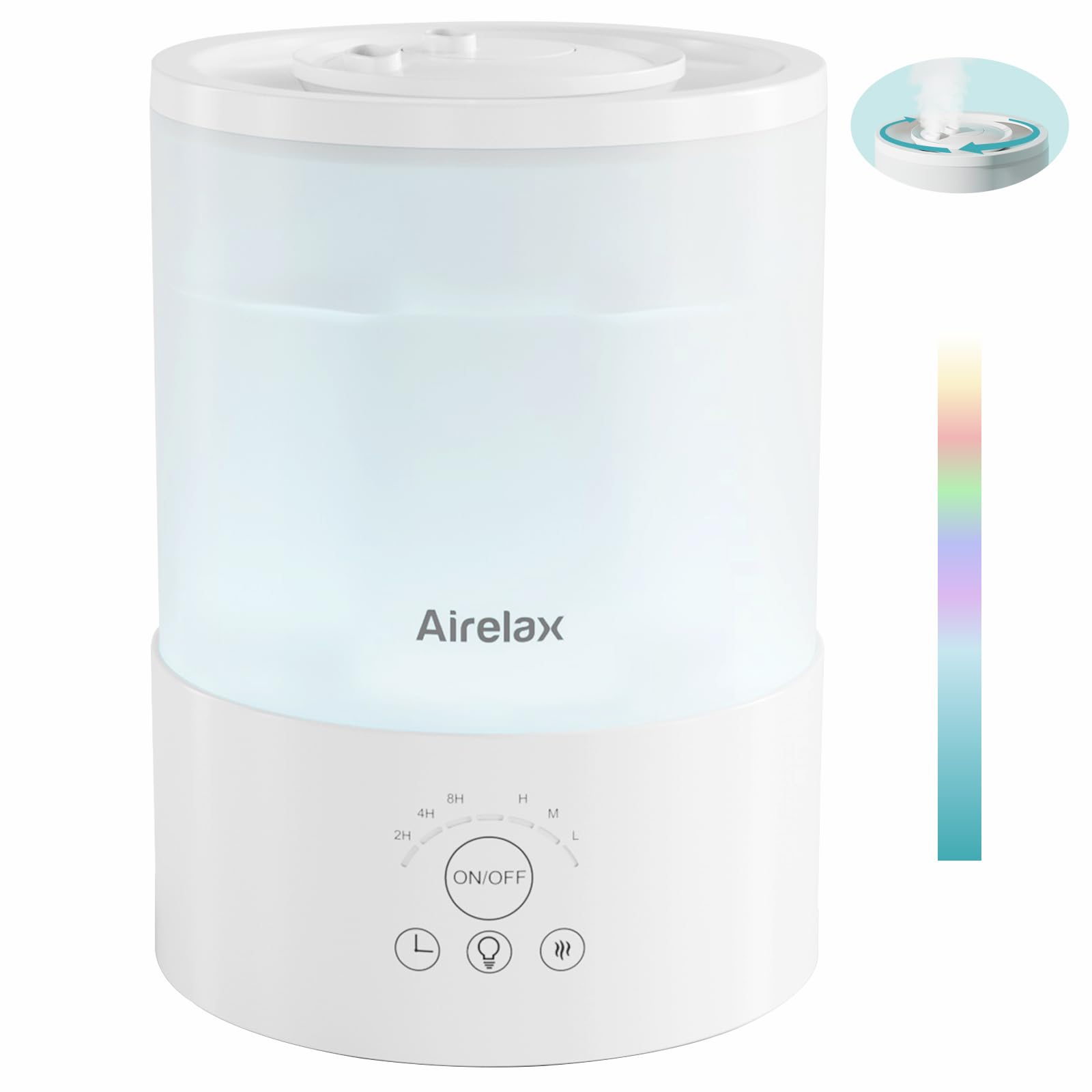 Airelax Humidifier 2.5L Air Humidifier for Bedroom Baby Room Cool Mist Small Humidifier with 360° Dual Nozzles, Top Fill, Quiet Sleep Mode, Auto Shut Off, Humidifier & Oil Diffuser & Night Light